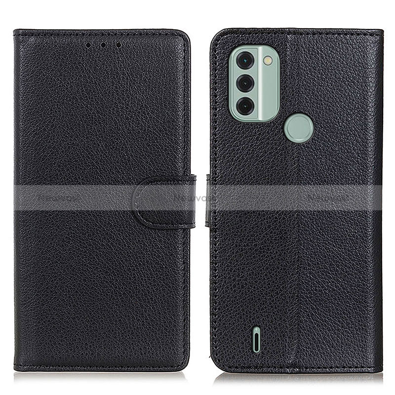 Leather Case Stands Flip Cover Holder A03D for Nokia C31 Black