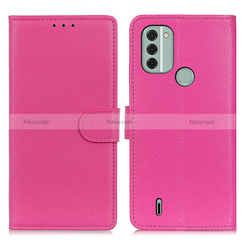 Leather Case Stands Flip Cover Holder A03D for Nokia C31 Hot Pink