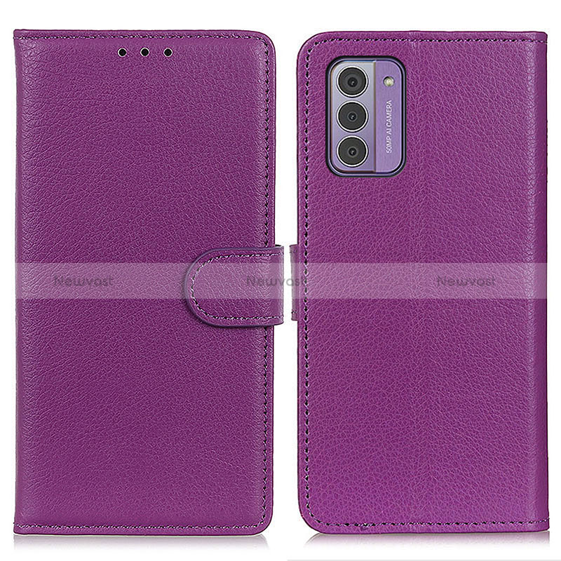 Leather Case Stands Flip Cover Holder A03D for Nokia G42 5G Purple