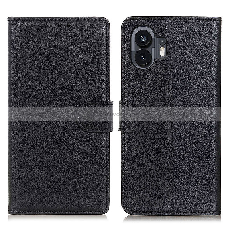 Leather Case Stands Flip Cover Holder A03D for Nothing Phone 2 Black