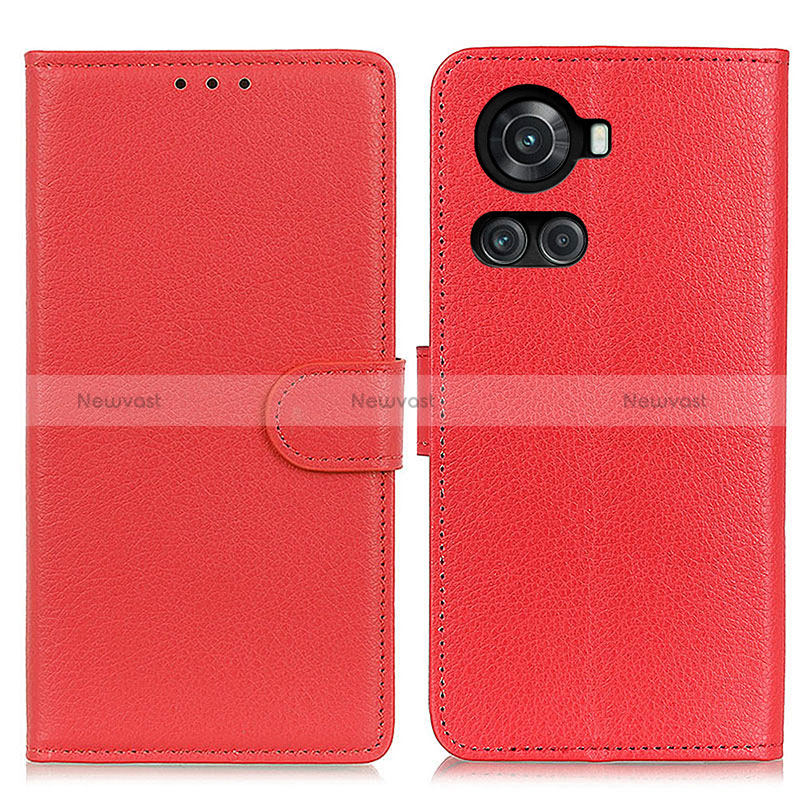 Leather Case Stands Flip Cover Holder A03D for OnePlus 10R 5G Red