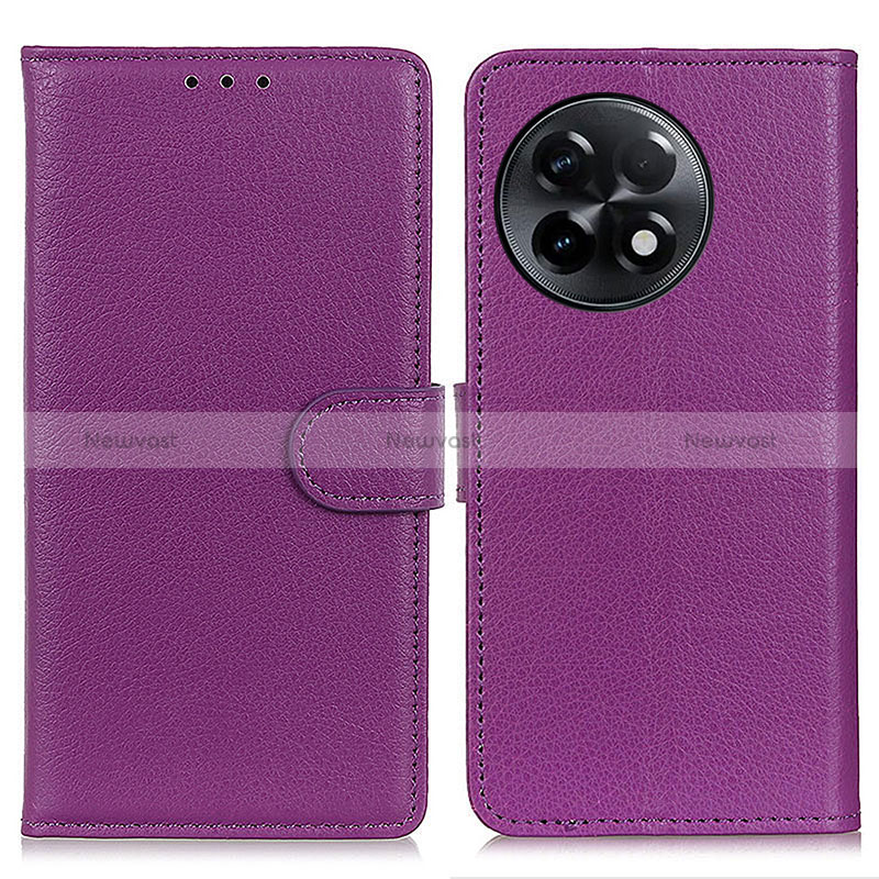 Leather Case Stands Flip Cover Holder A03D for OnePlus 11R 5G Purple