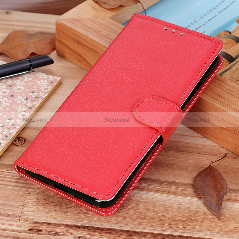 Leather Case Stands Flip Cover Holder A03D for OnePlus 9 5G Red