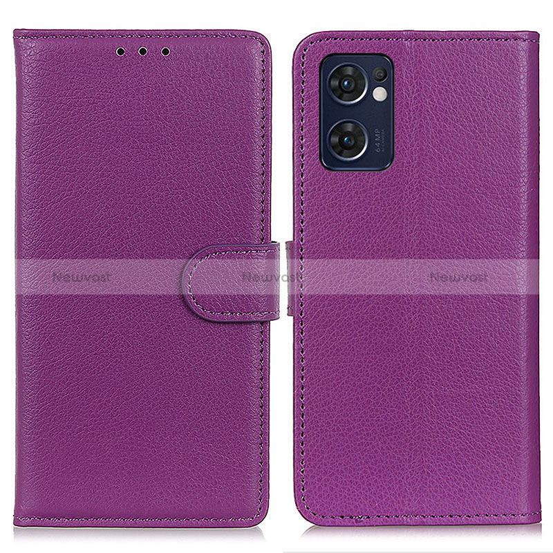 Leather Case Stands Flip Cover Holder A03D for OnePlus Nord CE 2 5G Purple