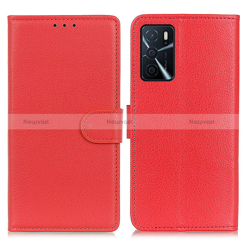 Leather Case Stands Flip Cover Holder A03D for Oppo A16 Red