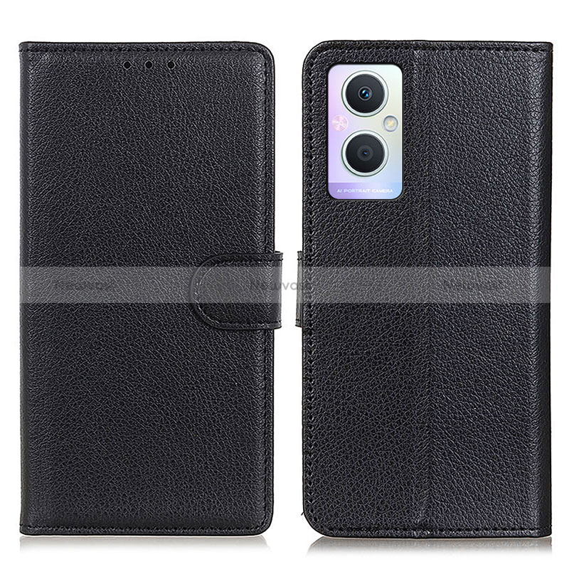 Leather Case Stands Flip Cover Holder A03D for Oppo A96 5G Black