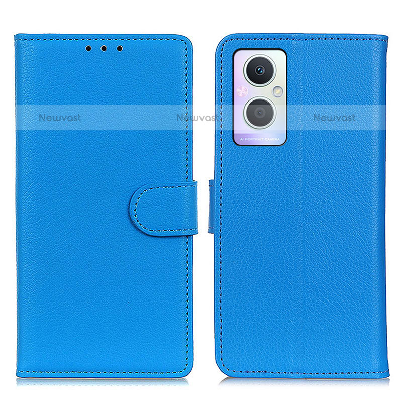 Leather Case Stands Flip Cover Holder A03D for Oppo F21 Pro 5G Sky Blue