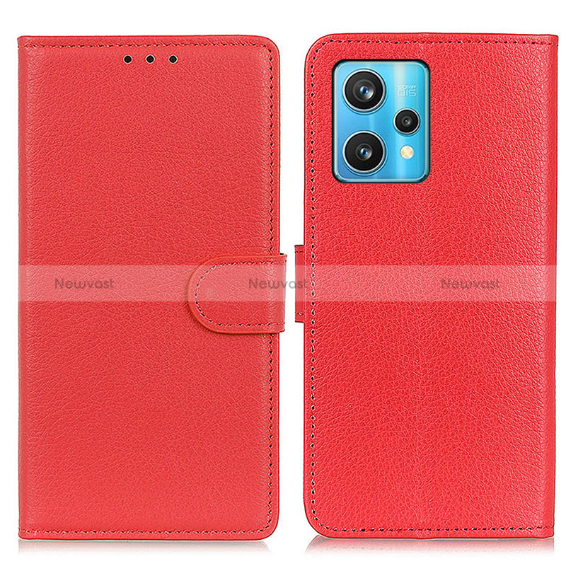 Leather Case Stands Flip Cover Holder A03D for Realme 9 4G Red