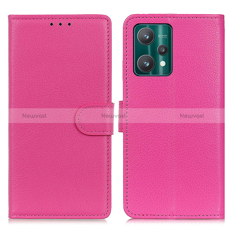 Leather Case Stands Flip Cover Holder A03D for Realme 9 5G Hot Pink