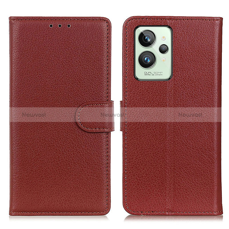 Leather Case Stands Flip Cover Holder A03D for Realme GT2 Pro 5G Brown