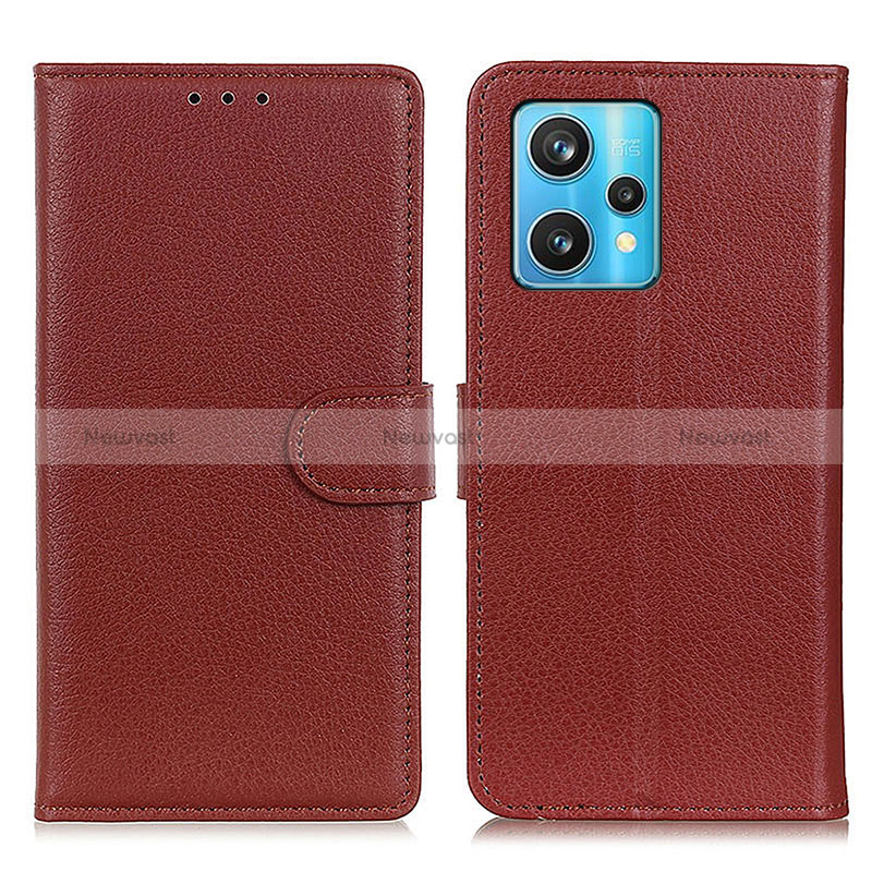 Leather Case Stands Flip Cover Holder A03D for Realme Narzo 50 Pro 5G Brown