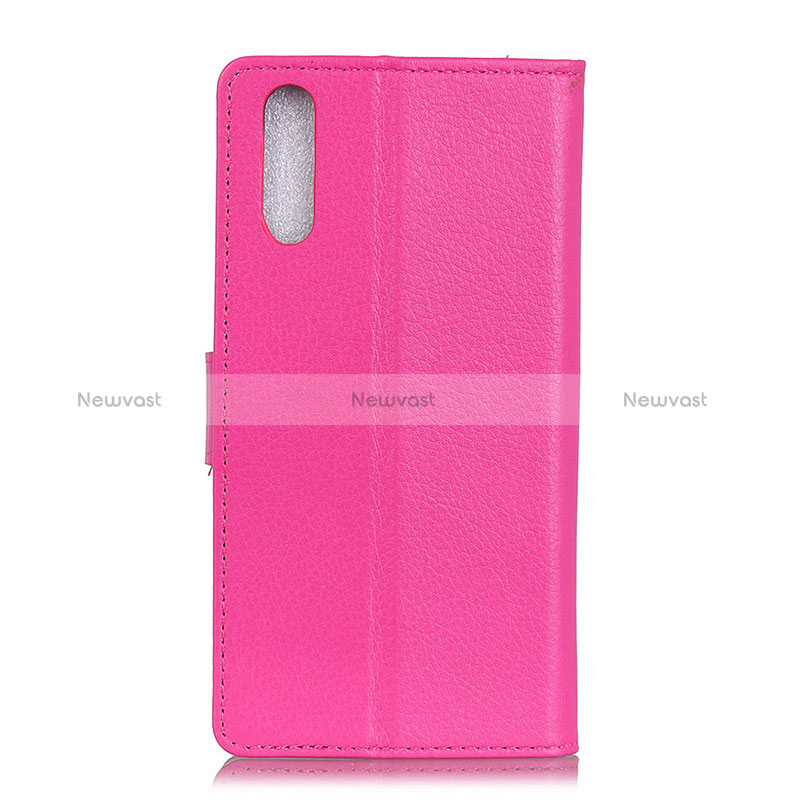 Leather Case Stands Flip Cover Holder A03D for Samsung Galaxy A02 Hot Pink