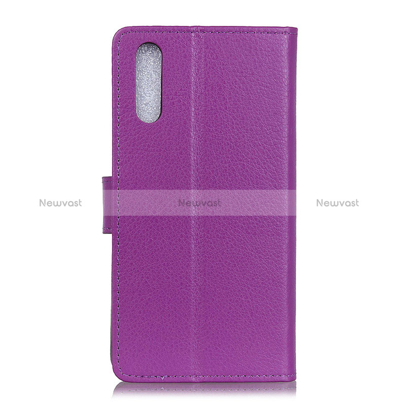 Leather Case Stands Flip Cover Holder A03D for Samsung Galaxy A02 Purple