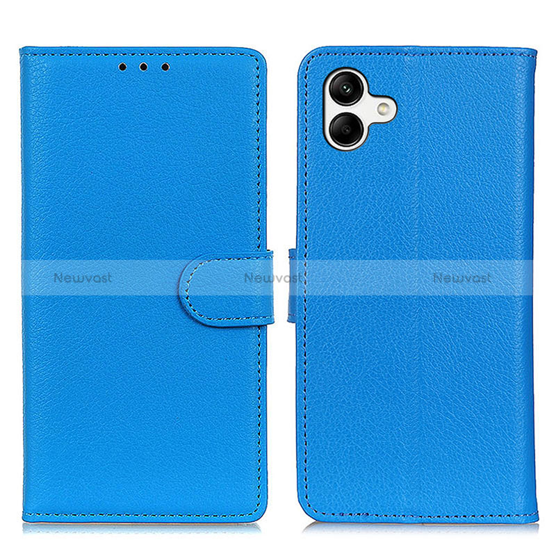 Leather Case Stands Flip Cover Holder A03D for Samsung Galaxy A04 4G Sky Blue