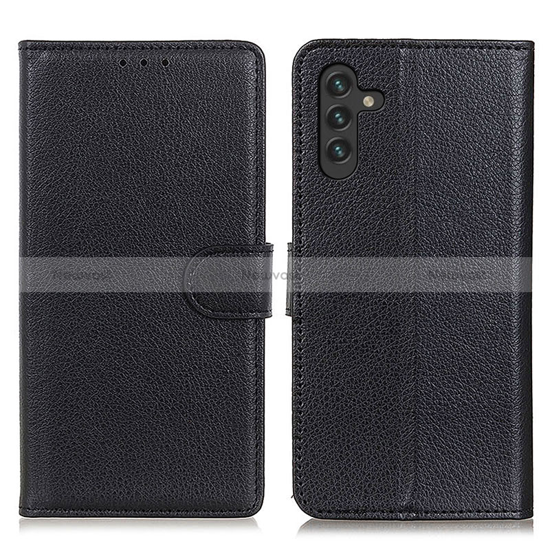 Leather Case Stands Flip Cover Holder A03D for Samsung Galaxy A13 5G Black