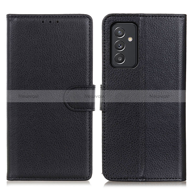 Leather Case Stands Flip Cover Holder A03D for Samsung Galaxy A15 LTE Black