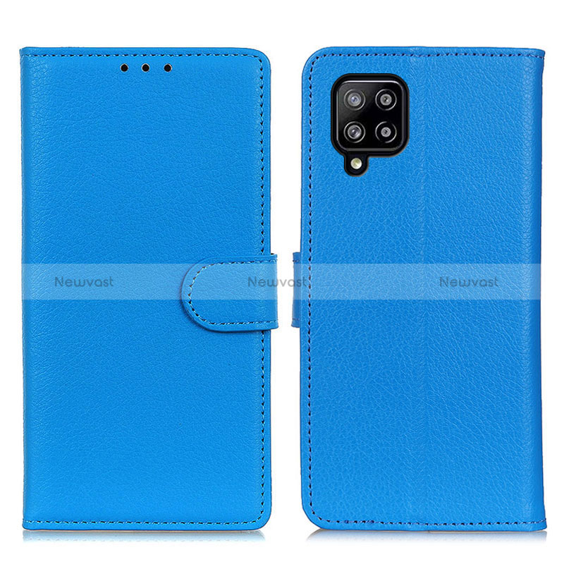 Leather Case Stands Flip Cover Holder A03D for Samsung Galaxy A22 4G Sky Blue