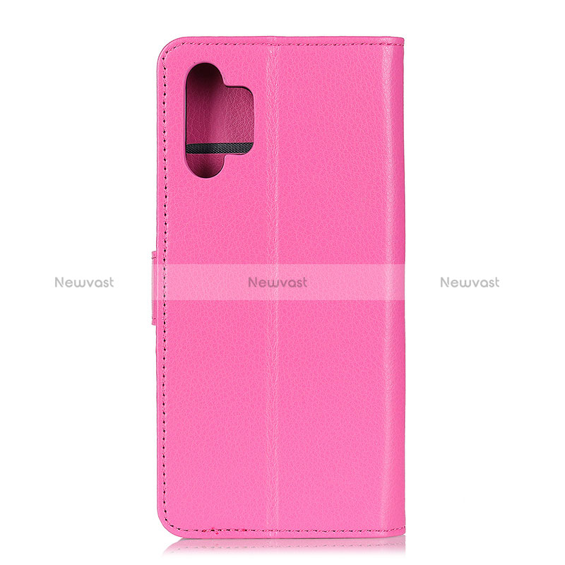 Leather Case Stands Flip Cover Holder A03D for Samsung Galaxy A32 4G Hot Pink