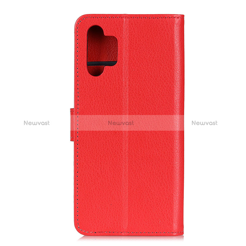 Leather Case Stands Flip Cover Holder A03D for Samsung Galaxy A32 4G Red