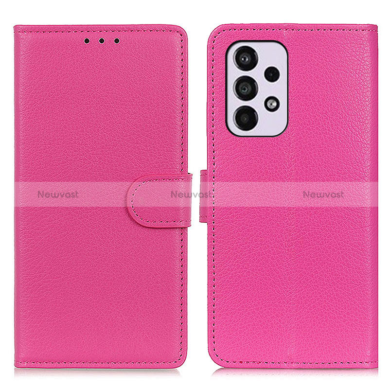 Leather Case Stands Flip Cover Holder A03D for Samsung Galaxy A33 5G Hot Pink