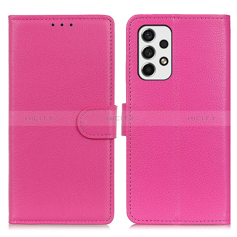 Leather Case Stands Flip Cover Holder A03D for Samsung Galaxy A53 5G Hot Pink