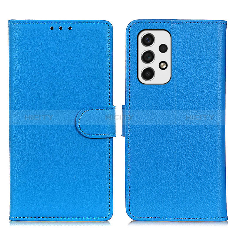 Leather Case Stands Flip Cover Holder A03D for Samsung Galaxy A53 5G Sky Blue