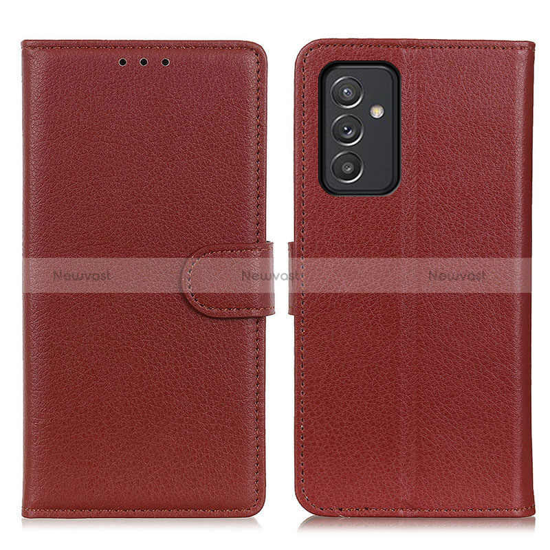 Leather Case Stands Flip Cover Holder A03D for Samsung Galaxy A55 5G Brown