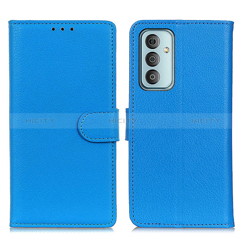 Leather Case Stands Flip Cover Holder A03D for Samsung Galaxy F23 5G Sky Blue