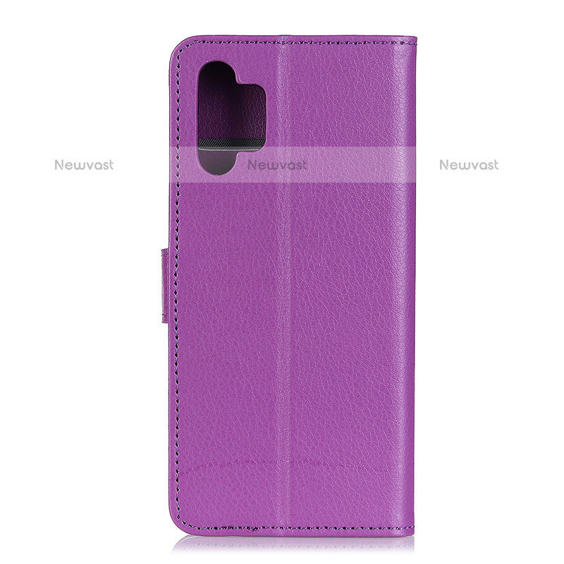 Leather Case Stands Flip Cover Holder A03D for Samsung Galaxy M32 5G Purple