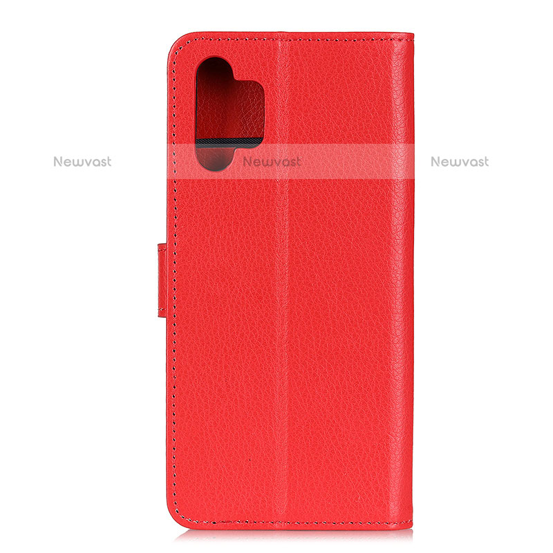 Leather Case Stands Flip Cover Holder A03D for Samsung Galaxy M32 5G Red