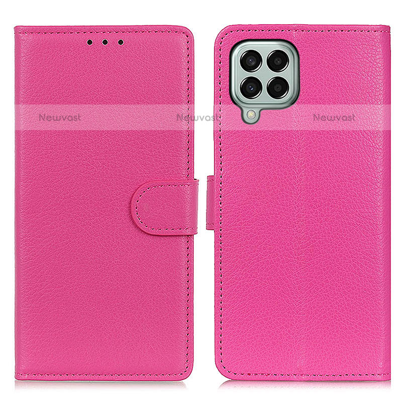 Leather Case Stands Flip Cover Holder A03D for Samsung Galaxy M33 5G Hot Pink