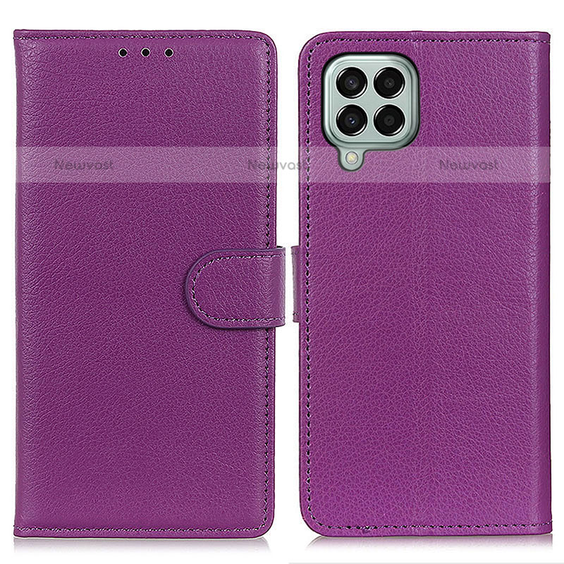 Leather Case Stands Flip Cover Holder A03D for Samsung Galaxy M33 5G Purple