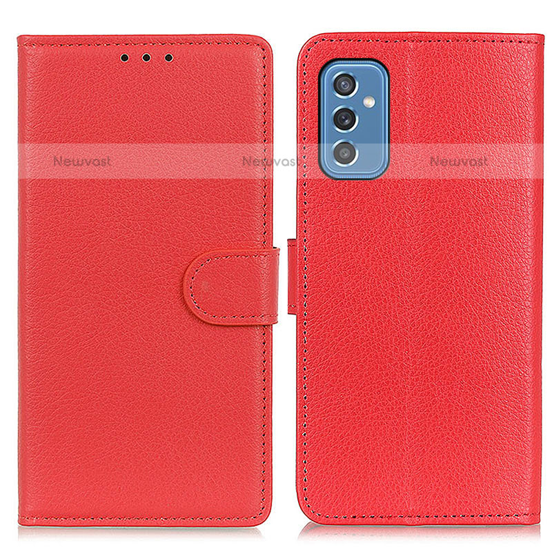 Leather Case Stands Flip Cover Holder A03D for Samsung Galaxy M52 5G Red