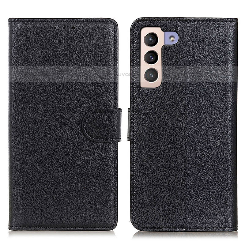 Leather Case Stands Flip Cover Holder A03D for Samsung Galaxy S21 5G Black