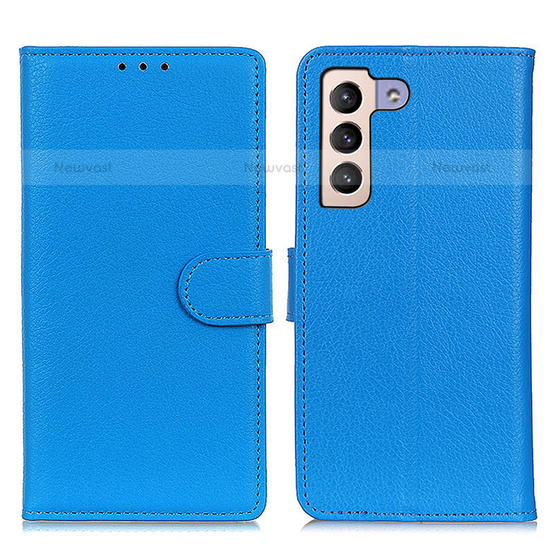 Leather Case Stands Flip Cover Holder A03D for Samsung Galaxy S21 FE 5G Sky Blue