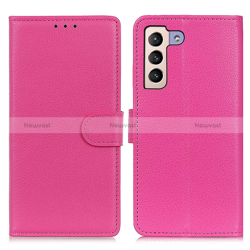 Leather Case Stands Flip Cover Holder A03D for Samsung Galaxy S24 5G Hot Pink