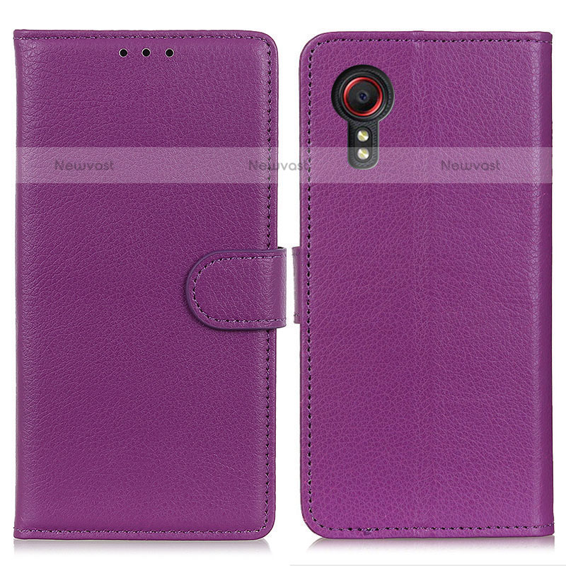 Leather Case Stands Flip Cover Holder A03D for Samsung Galaxy XCover 5 SM-G525F Purple