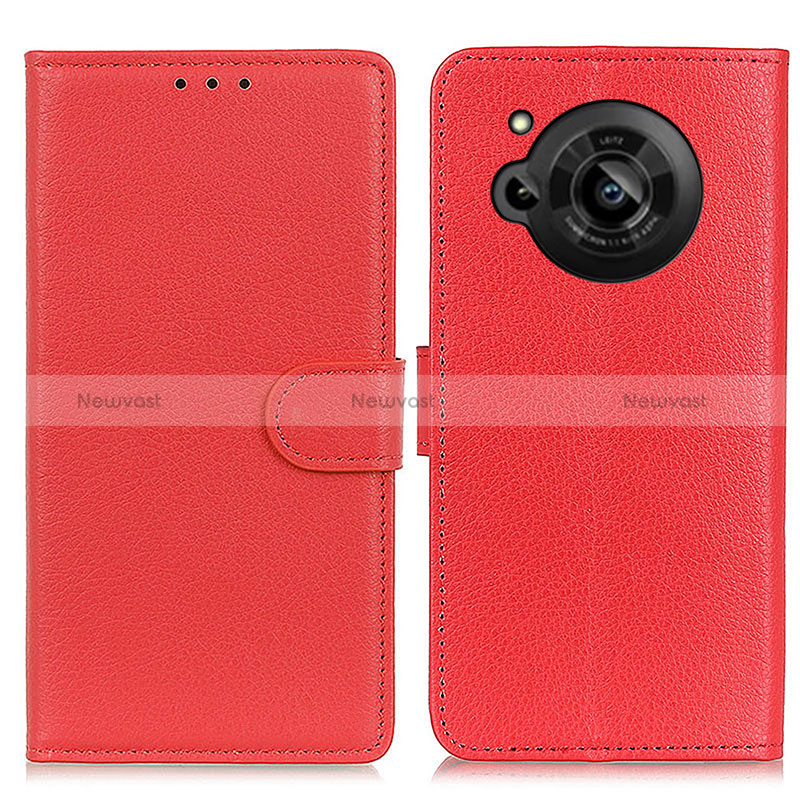 Leather Case Stands Flip Cover Holder A03D for Sharp Aquos R7 Red