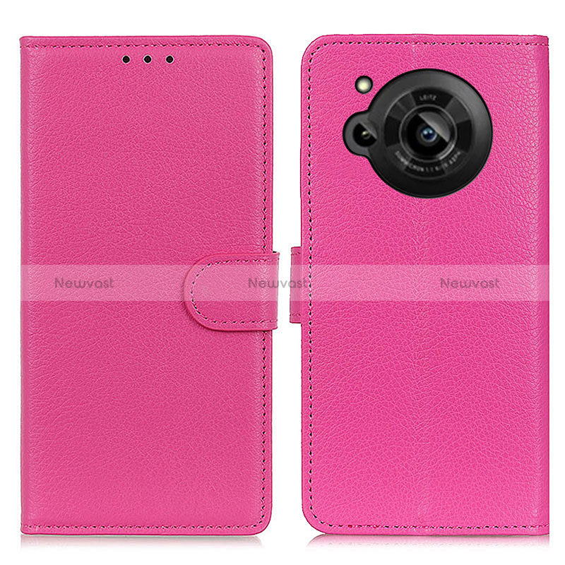Leather Case Stands Flip Cover Holder A03D for Sharp Aquos R7s Hot Pink