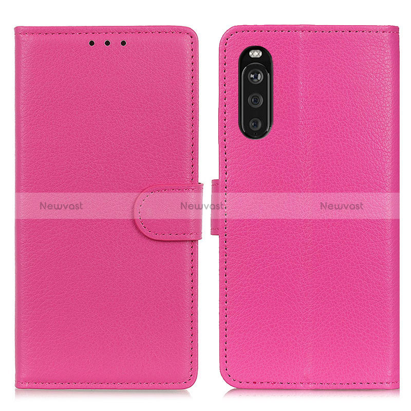 Leather Case Stands Flip Cover Holder A03D for Sony Xperia 10 III Lite Hot Pink