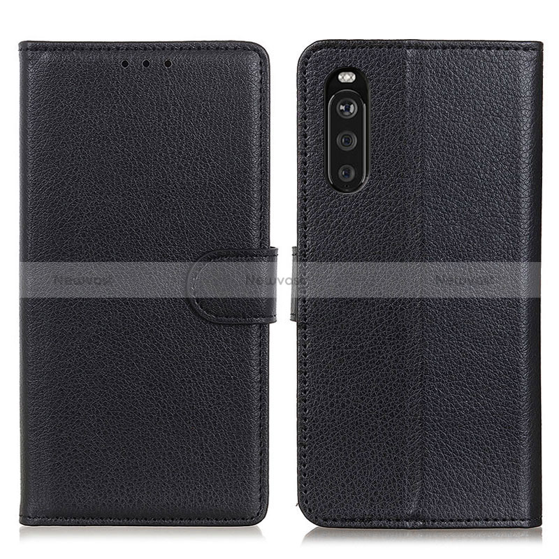 Leather Case Stands Flip Cover Holder A03D for Sony Xperia 10 III SO-52B Black