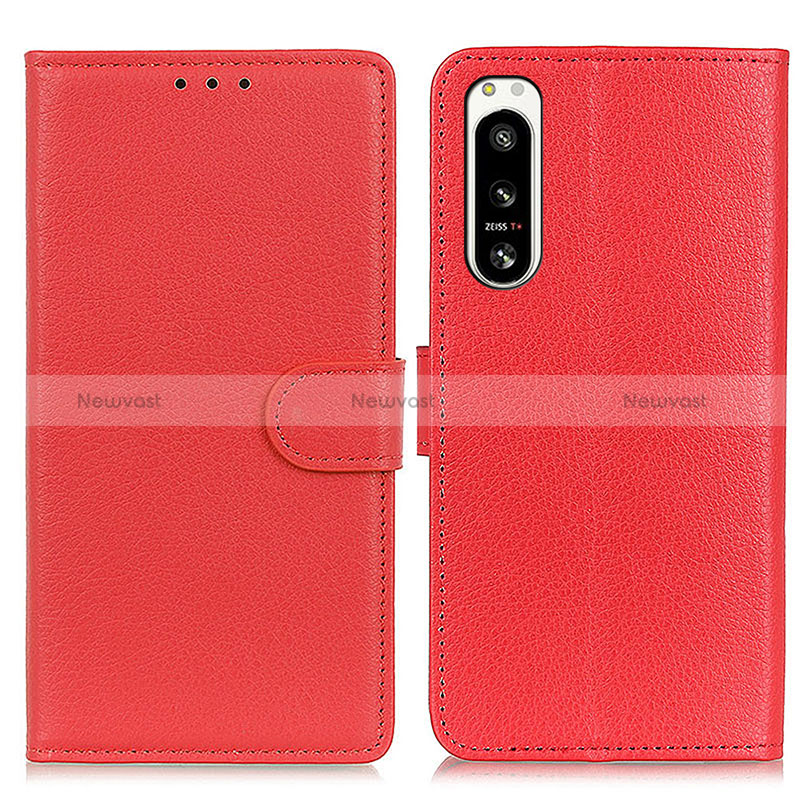 Leather Case Stands Flip Cover Holder A03D for Sony Xperia 5 IV Red