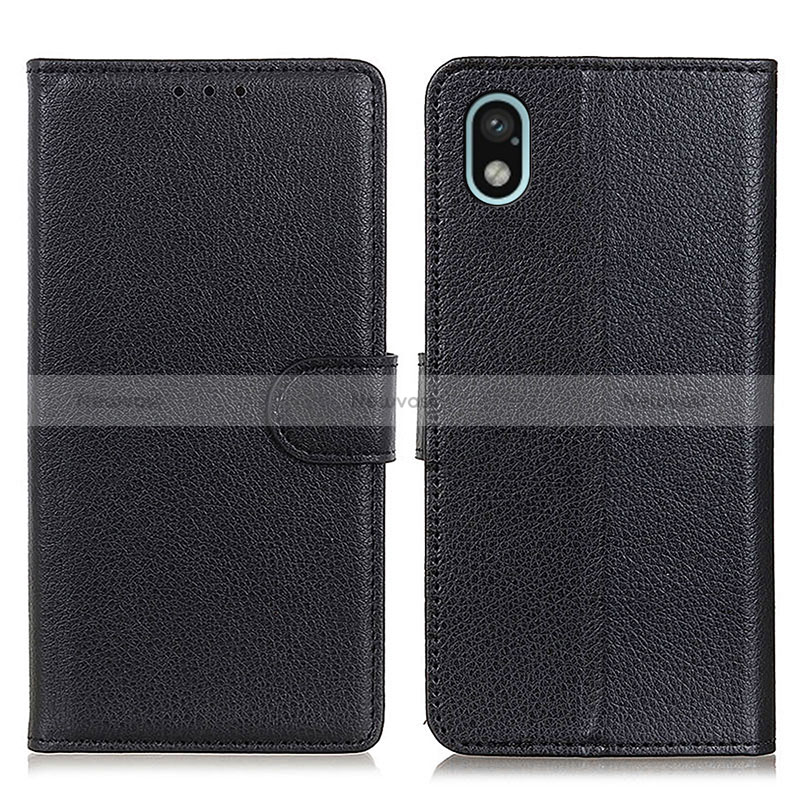 Leather Case Stands Flip Cover Holder A03D for Sony Xperia Ace III SO-53C Black