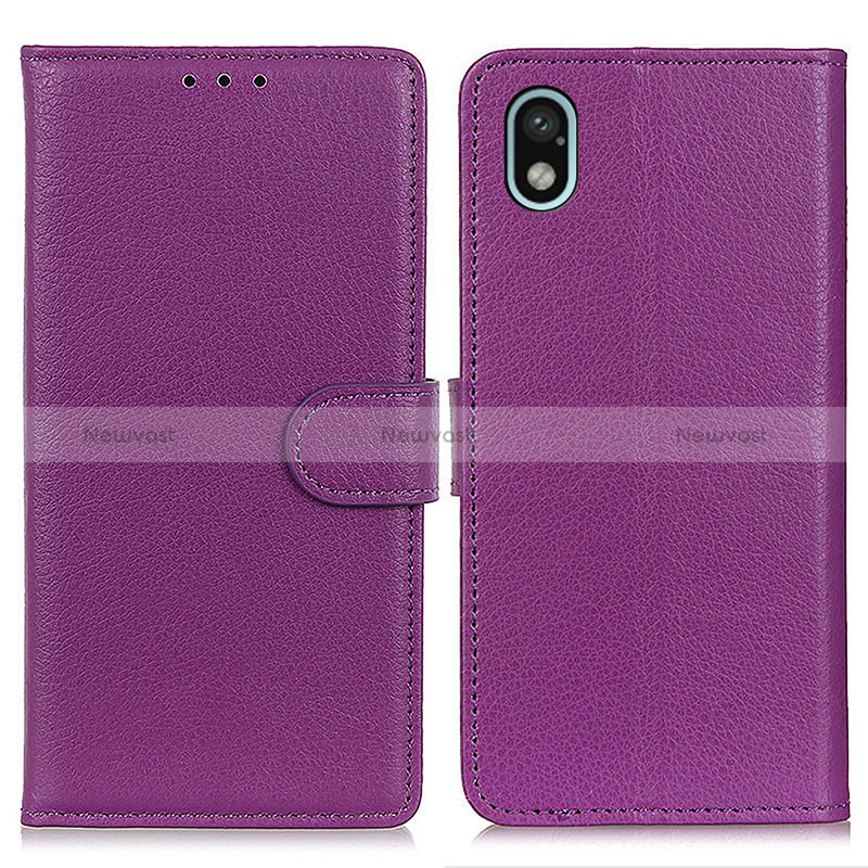 Leather Case Stands Flip Cover Holder A03D for Sony Xperia Ace III SO-53C Purple