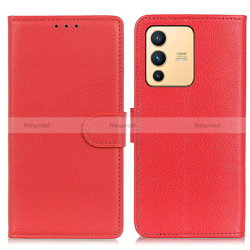 Leather Case Stands Flip Cover Holder A03D for Vivo V23 5G Red