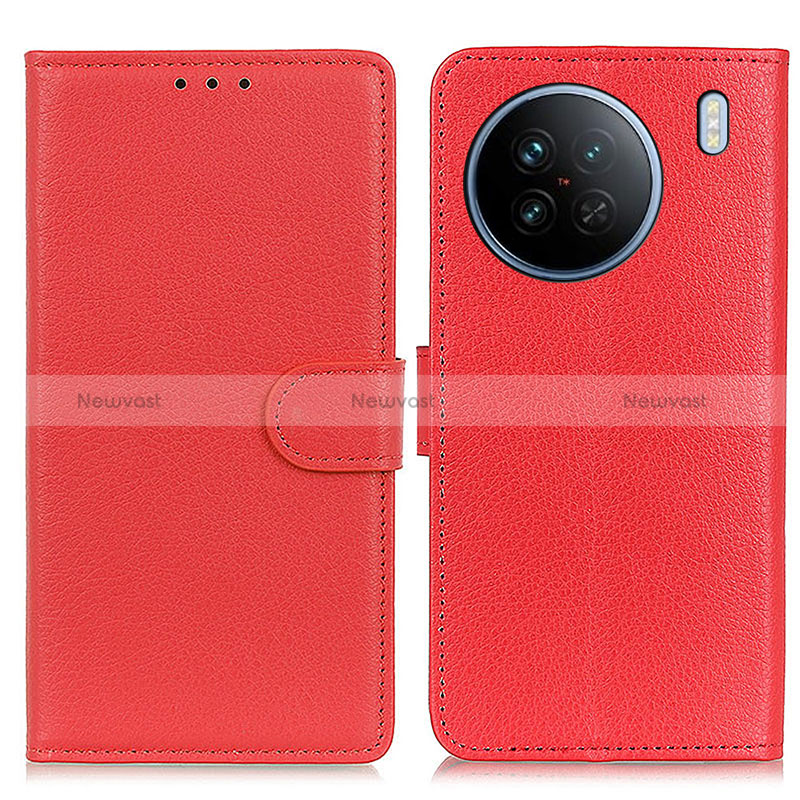 Leather Case Stands Flip Cover Holder A03D for Vivo X90 5G Red