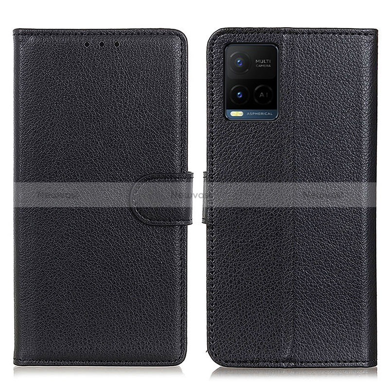 Leather Case Stands Flip Cover Holder A03D for Vivo Y21 Black