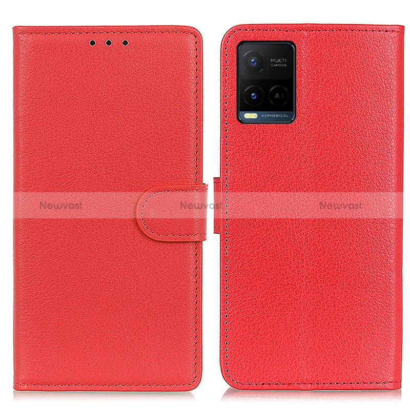 Leather Case Stands Flip Cover Holder A03D for Vivo Y21G Red