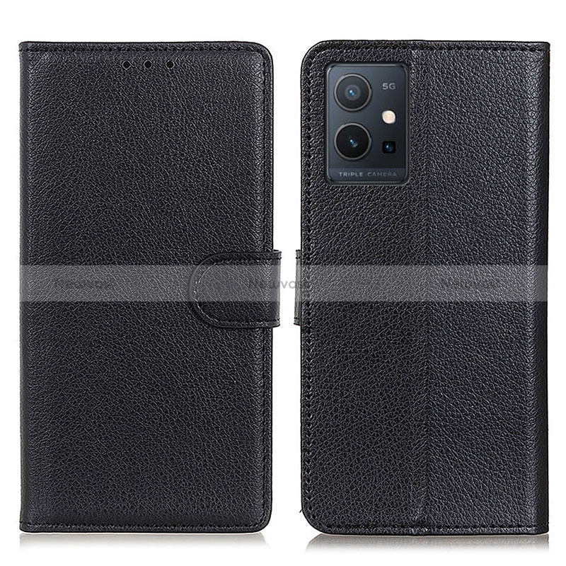 Leather Case Stands Flip Cover Holder A03D for Vivo Y33e 5G Black