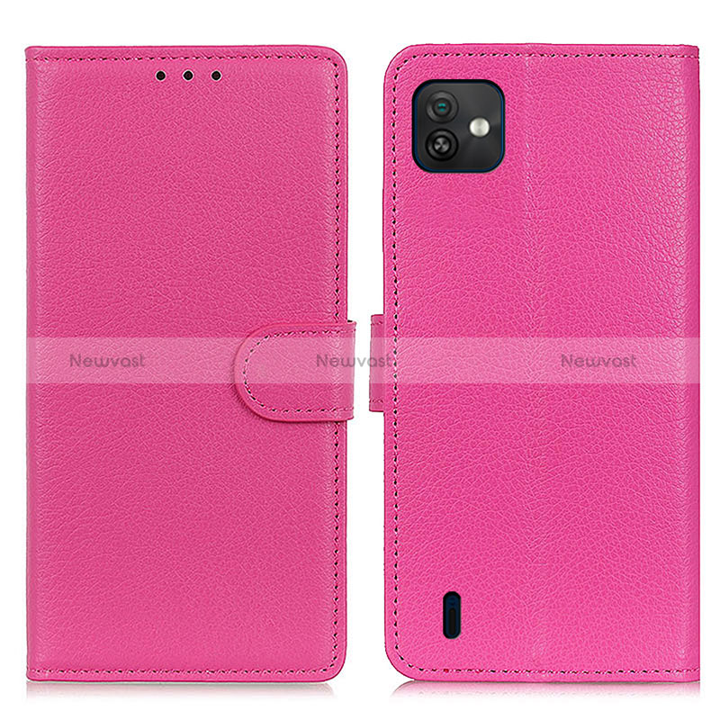 Leather Case Stands Flip Cover Holder A03D for Wiko Y82 Hot Pink